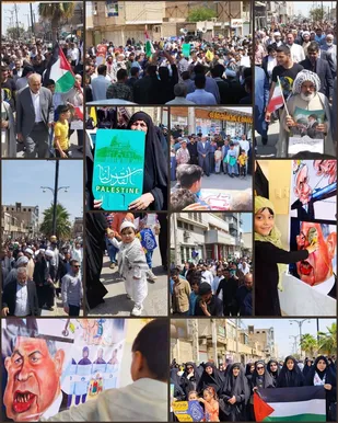 گرما و با زبان روزه ، مانع تجلی حماسه حضور مردم دشت آزادگان در راهپیمایی روز جهانی قدس نشد