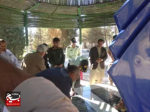 مراسم غبارروبی مزار شهدا به مناسبت هفته بسیج در شهرستان نوک آباد برگزار شد