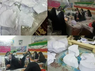 دوخت و توزیع رایگان ماسک توسط بسیجیان پایگاه شهیده فاتحی برف انبار