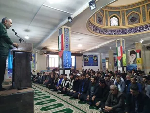 نماز عبادی سیاسی جمعه کوهرنگ با حضور و سخنرانی سردار افضلی  پیش از خطبه&zwnj;ها