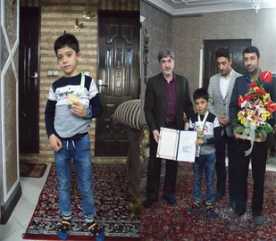 تجلیل از بنیامین عجم؛ دانش آموز قهرمان مسابقات رزمی جهان در شاهرود