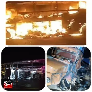 14 کشته و مجروح بر اثر حادثه برخورد یک دستگاه کامیون با اتوبوس مسافربری در محور خاش - سراوان&nbsp;
