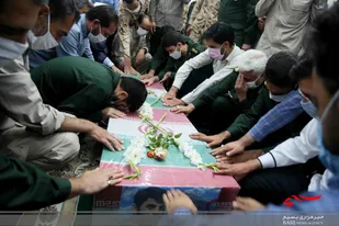 وداع با پیکر دو شهید مدافع حرم در محل سپاه امام رضا(ع)