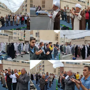 حضور مومنان روزه دار در نماز عید سعید فطر در فاز چهارم شهرک امید شهرستان ملارد