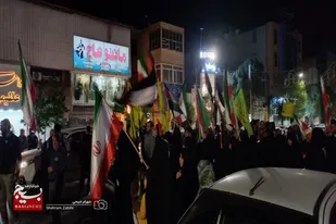 شادی مردم ملایر در پی موشکباران اسرائیل توسط سپاه پاسداران