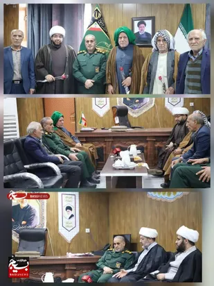 دیدار مسئولان و سادات دشت آزادگان با فرمانده بسیج در سالروز ولادت امام حسین(ع) و روز پاسدار