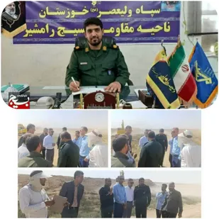 بازدید فرماندار و فرمانده ناحیه مقاومت بسیج رامشیر از پروژه ۱۰ کیلومتری سیل&zwnj;بند خاکی