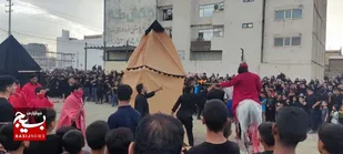 آیین خیمه سوزان روز عاشورا در بلوار توس مشهد + عکس