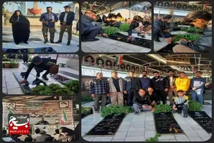 &nbsp;ادای احترام و غبارروبی مزار شهدا به مناسب آغاز هفته بسیج&nbsp;