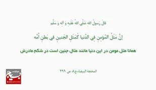 همانا مومن در این دنیا مانند جنین در شکم مادرش است