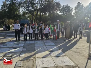 بسیجیان ناحیه مالک اشتر مشهد در مراسم معنوی زیارت مزار مطهر شهدا بهشت رضا مشهد+ عکس