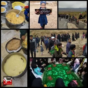 ختم صلوات، پیاده روی و  پخت غذای نذری در روستای سرتنگ
