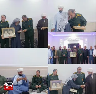 دیدار صمیمانه فرمانده و مسئول دفتر نمایندگی ولی فقیه در ناحیه کارون با خانواده شهید ناصری