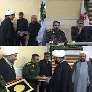 مراسم تکریم و معارفه مسئول دفتر نمایندگی ولی فقیه ناحیه بسیج سپاه شهرستان حاجی آبادبرگزا شد