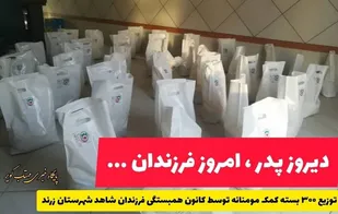 300 بسته معیشتی توسط فرزندان شاهد شهرستان زرند بین نیازمندان توزیع گردید