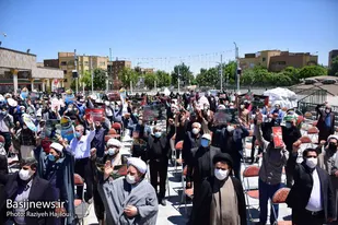 تجمع اعتراض آمیز مردم دارالمومنین همدان در محکومیت جنایات رژیم صهیونیستی