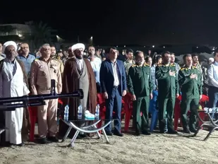 مراسم یادواره شهدای شهرستان جاسک و شهدای مقاومت، به مناسبت گرامیداشت اولین سالگرد شهادت شهید حسن نصرالله، درجاسک