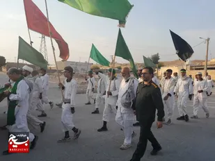 استقبال حسینی مردم شهر رودزرد رامهرمز  از کاروان پیاده انصارالحسین (ع)