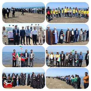 تصاویر/ تشکیل زنجیره انسانی در حمایت از عملیات تاریخی و غرورآفرین وعده صادق و طرح نور در ساحل جویبار