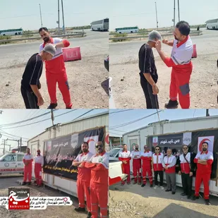 خدمت رسانی امدادگران بسیجی وجهادی آغاجاری در مرز شلمچه