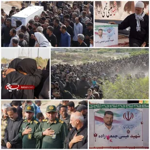 تشییع پیکر مطهر شهید عیسی جمعی&zwnj;زاده در میان سیل خروشان مردم روستای باغ&zwnj;نرگس بخش رودخانه