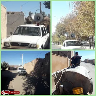 شروع عملیات ضدعفونی محلات، اماکن عمومی و پر تردد توسط&nbsp;بسیجیان کبوترخان شهرستان رفسنجان / تصاویر