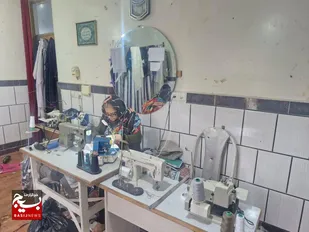 کار آفرینی بانوی بسیجی شوشتری با چرخش چرخ خیاطی