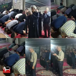 نماز جماعت زائرین اربعین حسینی در مجتمع مواکب شهرستان ایذه