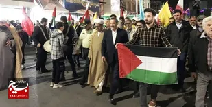 جشن و شادمانی مردم قوچان در حمایت از پیروزی مردم فلسطین + فیلم