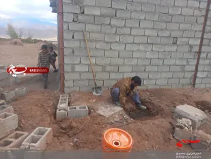 ساخت سرویس بهداشتی توسط گروه جهادی در یک مدرسه در روستای بندگودرراین