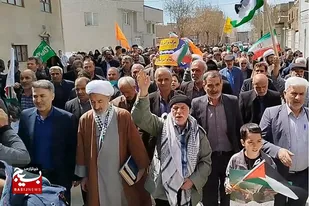 راهپیمایی مردم شهر صالح آباد در حمایت از مردم مظلوم فلسطین