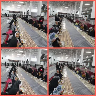 افطاری ۱۵۰ کودک قرآنی شرکت کننده در مراسم جزء خوانی قرآن مسجد جامع شهر آیسک