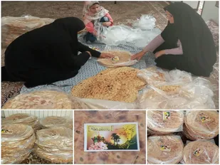 پخت و توزیع ۱۰۰ قرص نان به همراه ۳۰ پرس غذا بین نیازمندان روستای دولت آباد