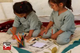 غرفه نقاشی کودک در موکب امام حسن مجتبی (ع) همدان