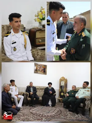 از سنگر ولایت تا دل ناوچه دنا؛ دیدار فرماندهان بسیج و مسئولان با جوانی که از کام مرگ برگشت