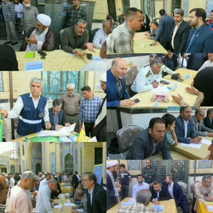 برپایی میز خدمت جهادی ادارات شهرستان ملارد در مصلی نماز جمعه