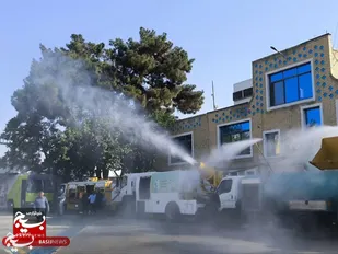 خنک&zwnj;سازی ۶۵۰ متر از مسیر تشییع قائد شهید امت با اجرای سیستم مه&zwnj;پاش