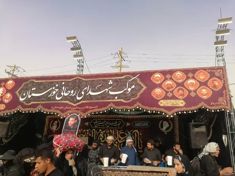 بازدید مسئول سازمان بسیج اساتید، طلاب و روحانیون کشور از موکب شهدای روحانی خوزستان در مرز شلمچه