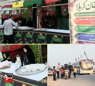 خدمت&zwnj;رسانی بی&zwnj;وقفه&zwnj;ی موکب باب الحوائج هندیجان در مرز شلمچه