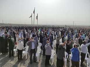 استقبال از پرچم گنبد مطهر امام حسین (ع) درکهنوج