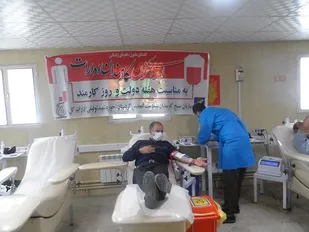 اهدای خون جمعی از کارمندان ادارت استان کردستان به مناسبت هفته دولت