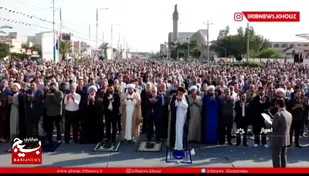شکوه وحدت مومنانه با اقامه نماز عید سعید فطر خوزستان+فیلم