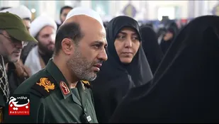 نمایی دیگر از حضور فرمانده سپاه امام حسن مجتبی(ع)، در مراسم میقات صالحین بسیجیان