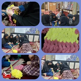 راه اندازی کارگاه پتوبافی بوسیله هنر کاموا بافی در پایگاه حضرت مریم '"س"