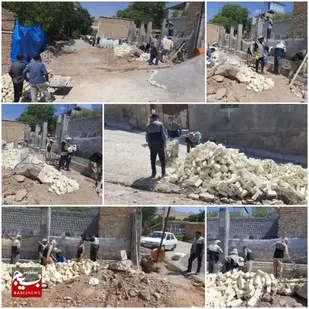 بازسازی و مرمت دیوار در باباحیدر
