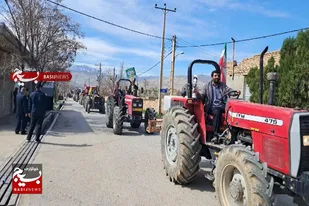 رژه با شکوه تراکتورداران و کشاورزان روستای شریف&zwnj;آباد در حمایت از مردم مظلوم غزه و لبنان