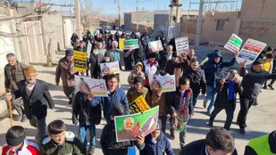 راهپیمایی ۲۲ بهمن ماه در دهستان قدس برگزار شد