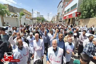 کفن&zwnj;پوشان عاشورایی شهرستان کبودراهنگ در دفاع از انقلاب اسلامی و وطن