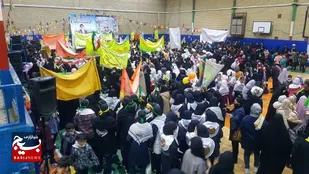 گلباران تمثال مبارک امام خمینی(ره) و نواختن زنگ انقلاب در بهبهان