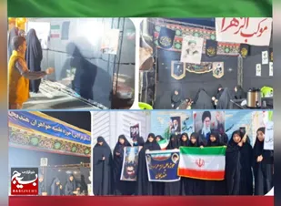 فعالیت حماسی خواهران بسیجی حوزه علمیه در اجتماعات مردمی هندیجان